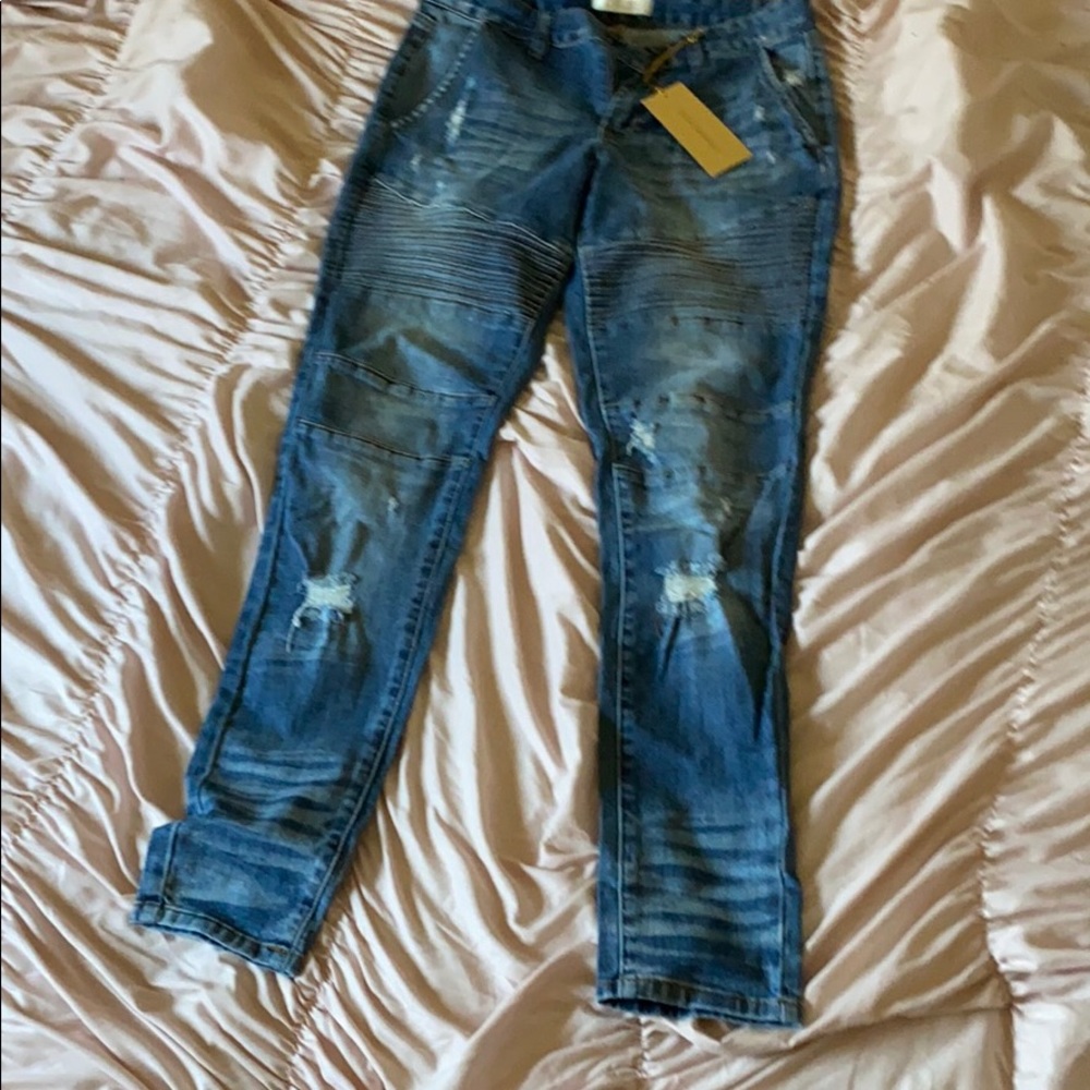 Motorcycle skinny jeans denim